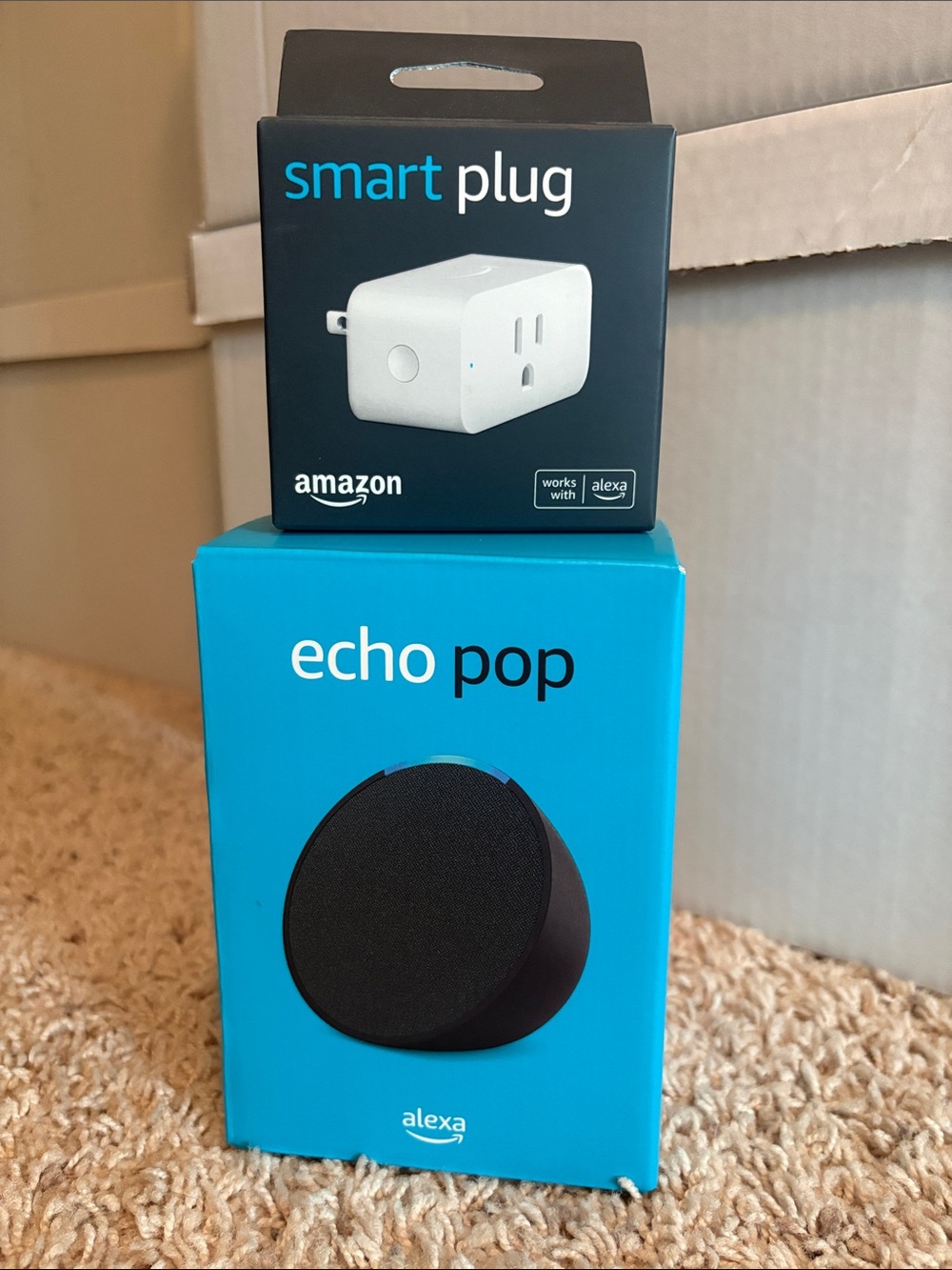 Amazon Echo Pop Smart Speaker & Smart Plug - New In Box Never Opened